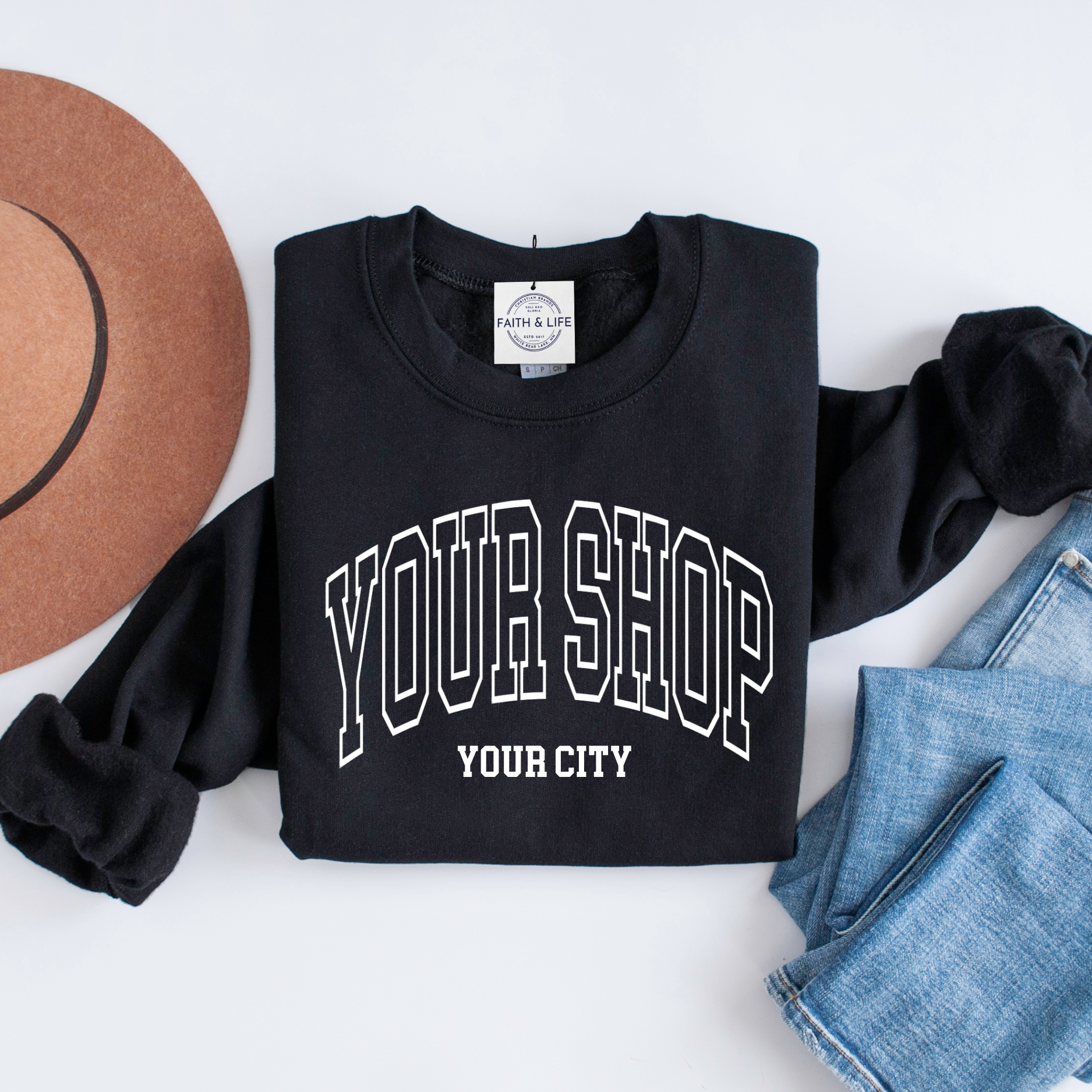 Custom City State or Text Personalized Crewneck Sweatshirt