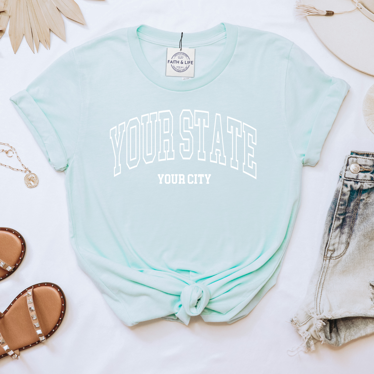 Custom City State or Text Personalized Shop Logo Tee Shirt