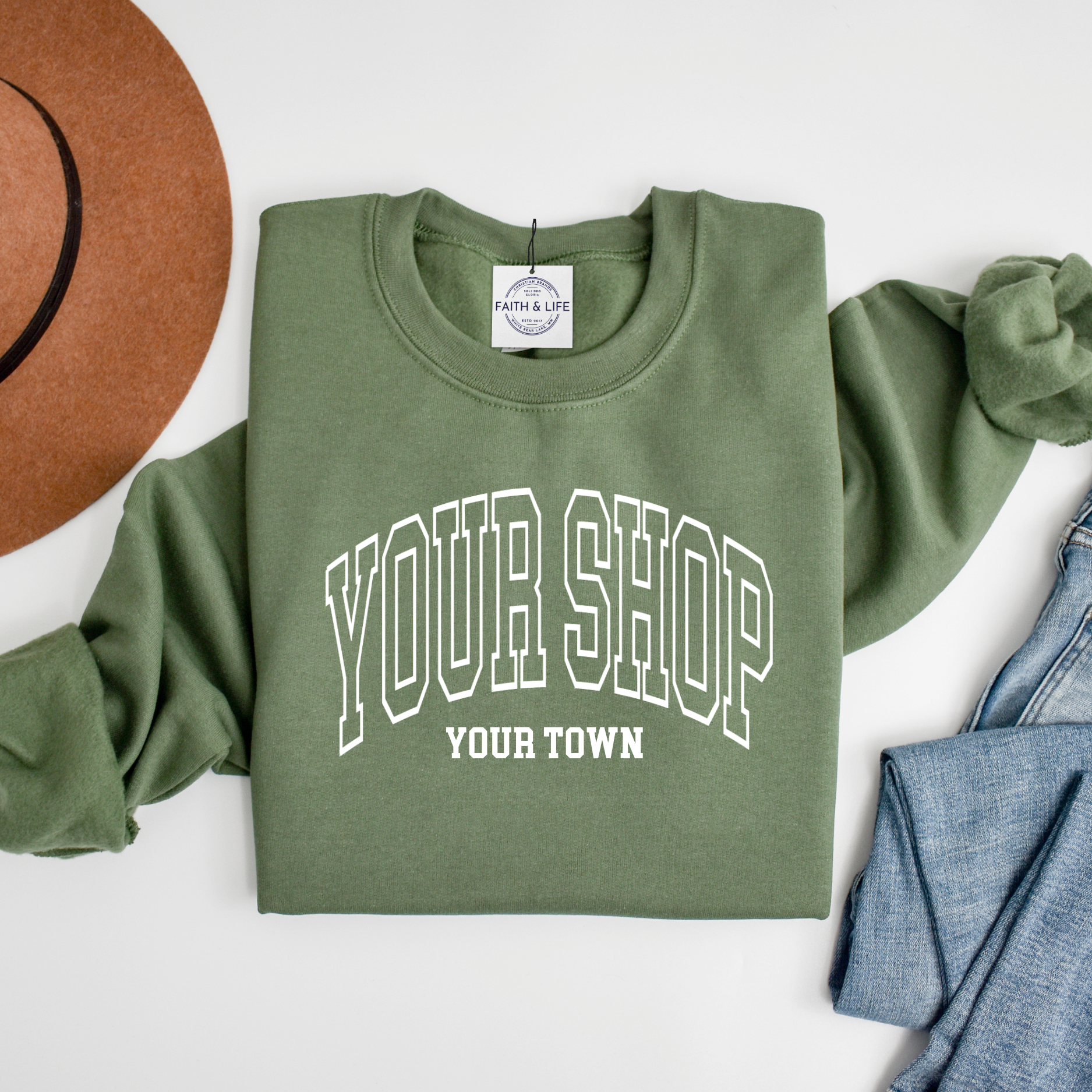Custom City State or Text Personalized Crewneck Sweatshirt