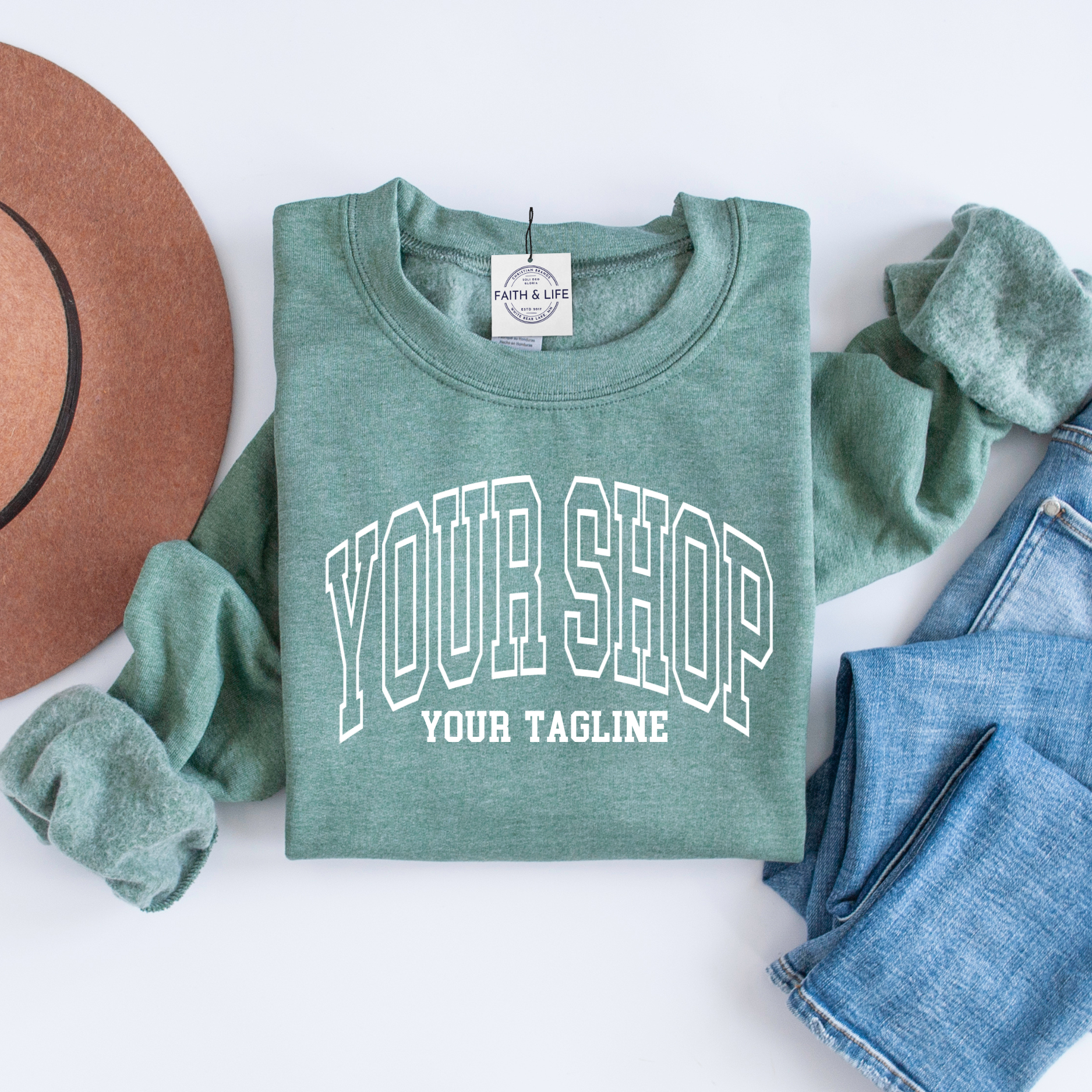 Custom City State or Text Personalized Crewneck Sweatshirt