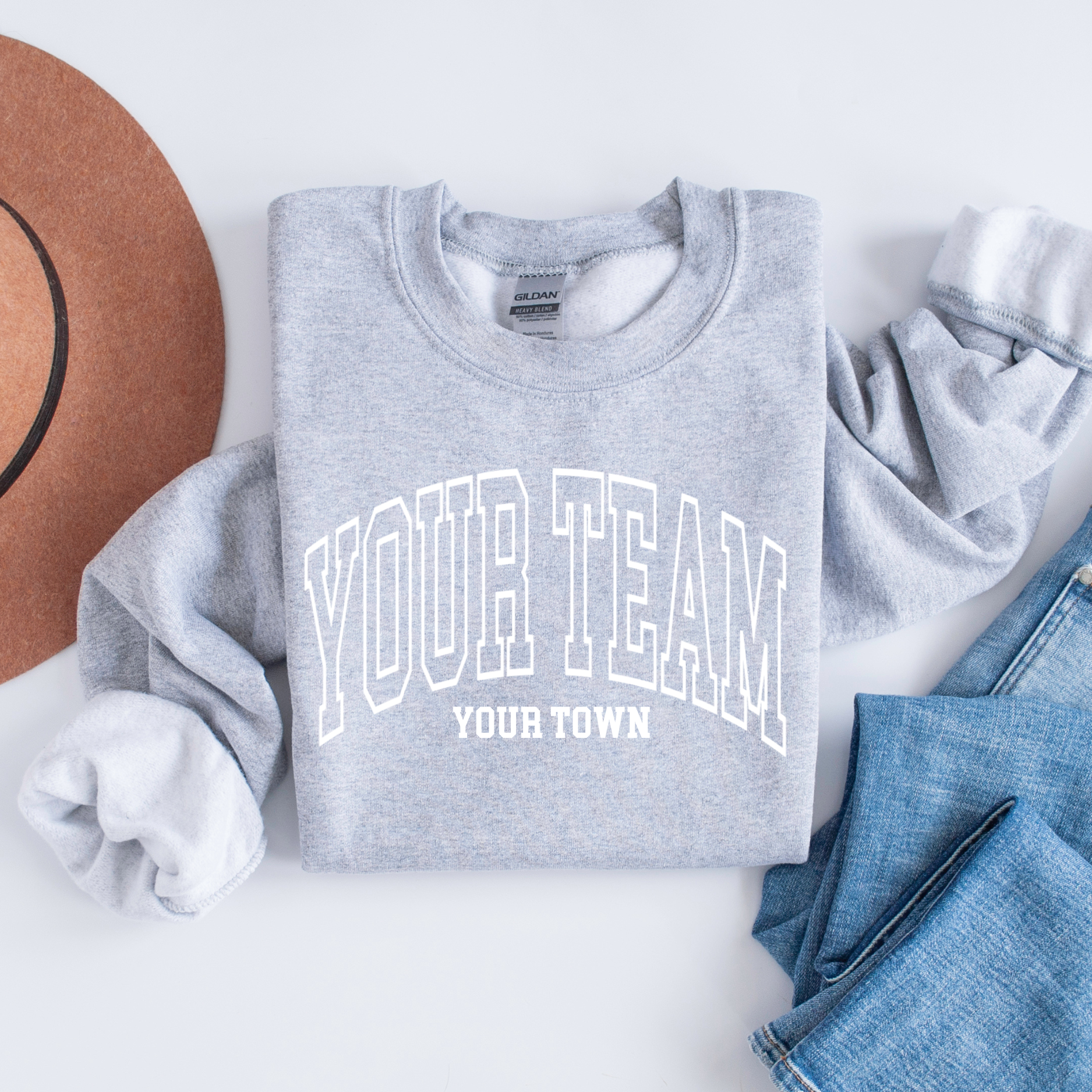 Custom City State or Text Personalized Crewneck Sweatshirt