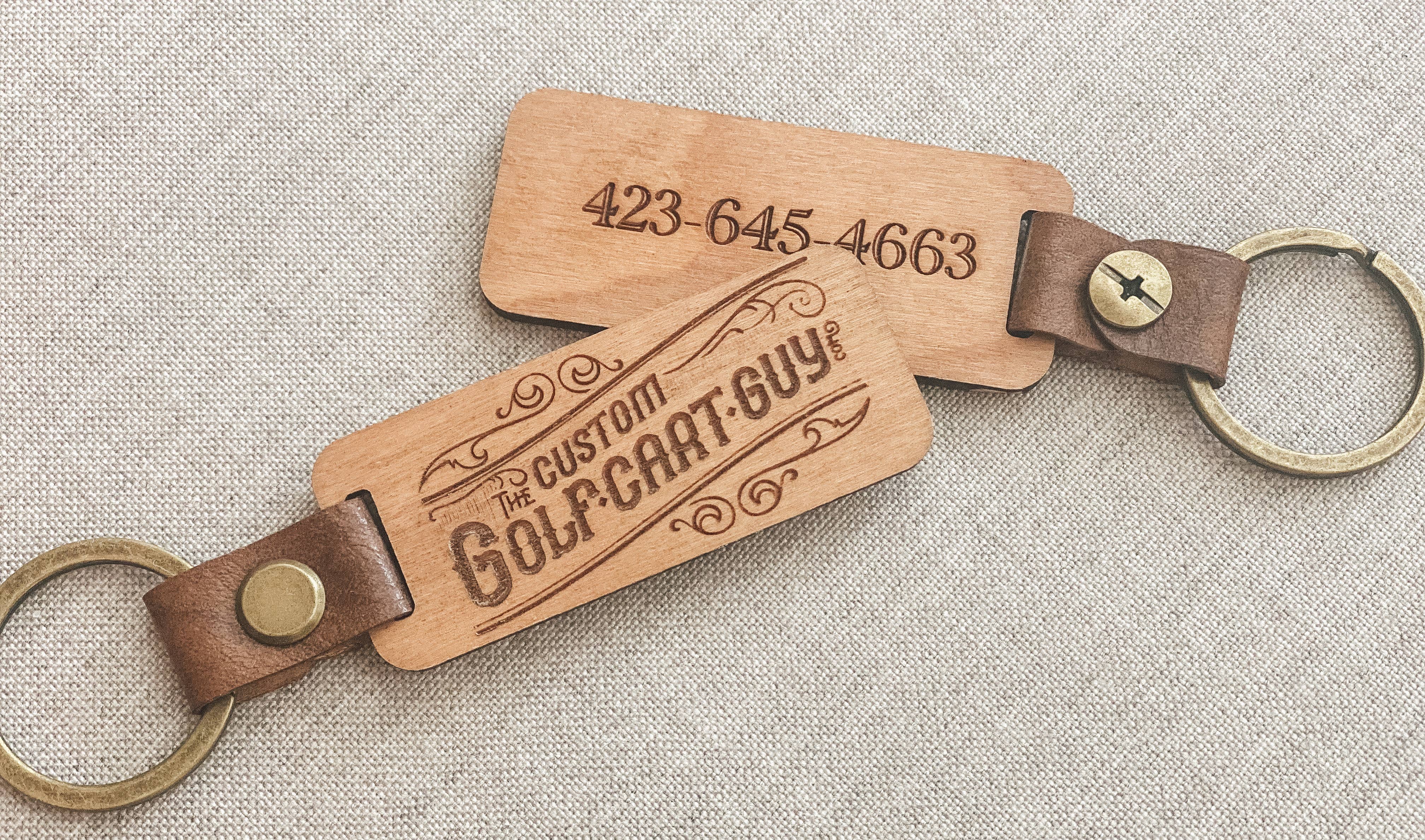Engraved Wood Logo Keychains