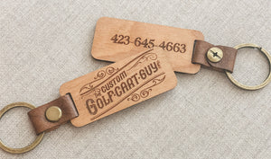 Engraved Wood Logo Keychains