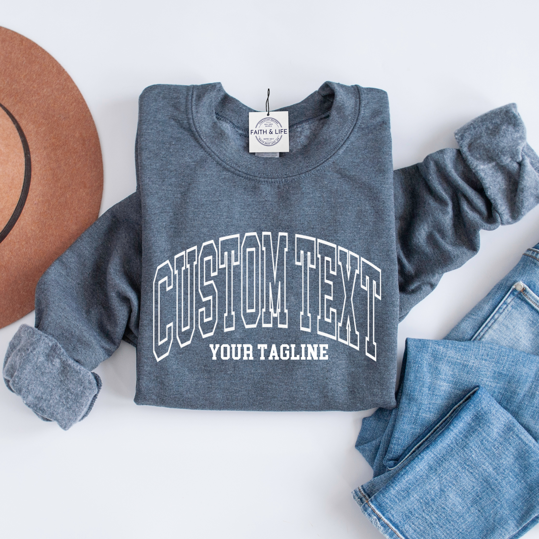 Custom City State or Text Personalized Crewneck Sweatshirt