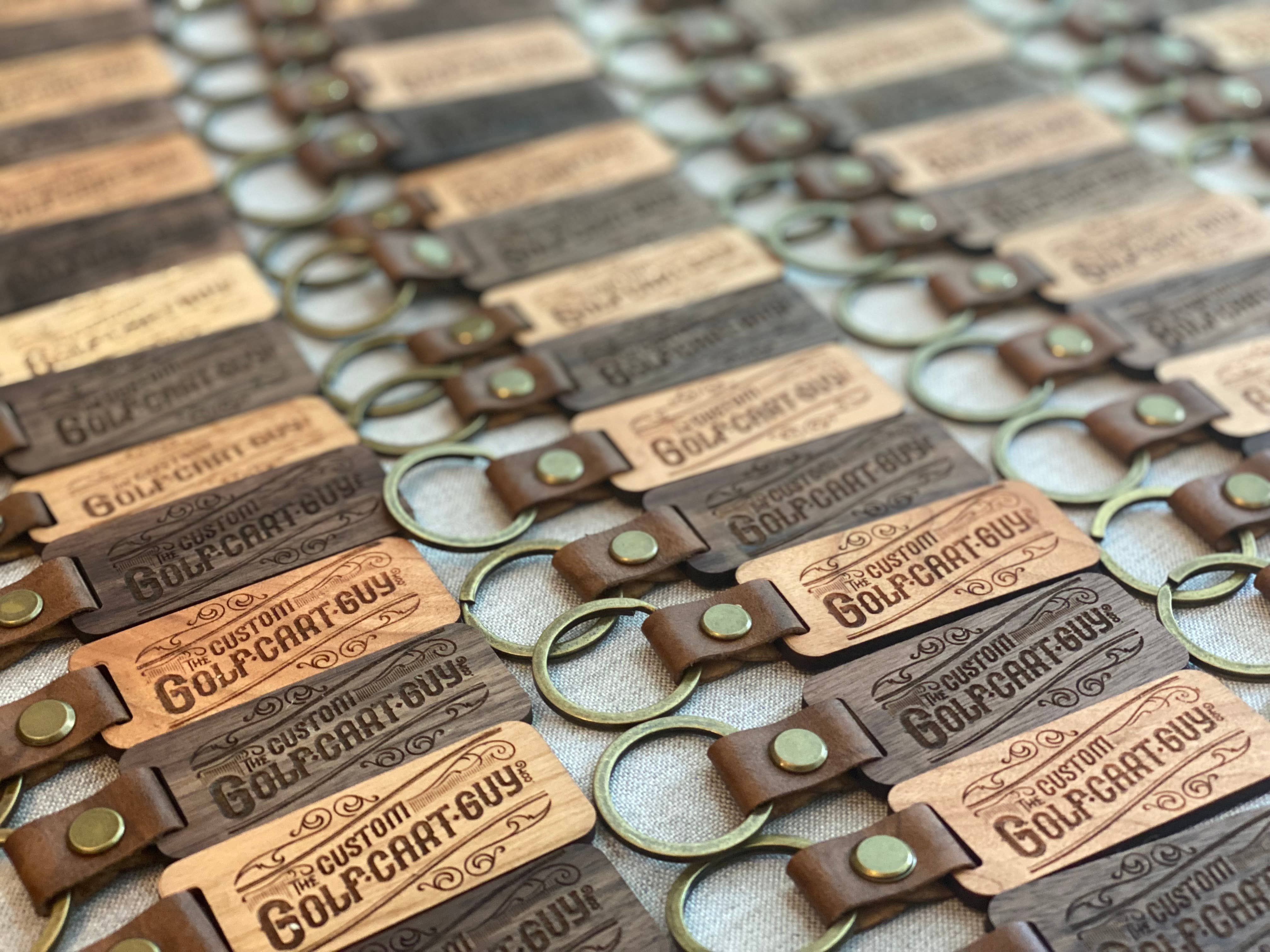 Engraved Wood Logo Keychains