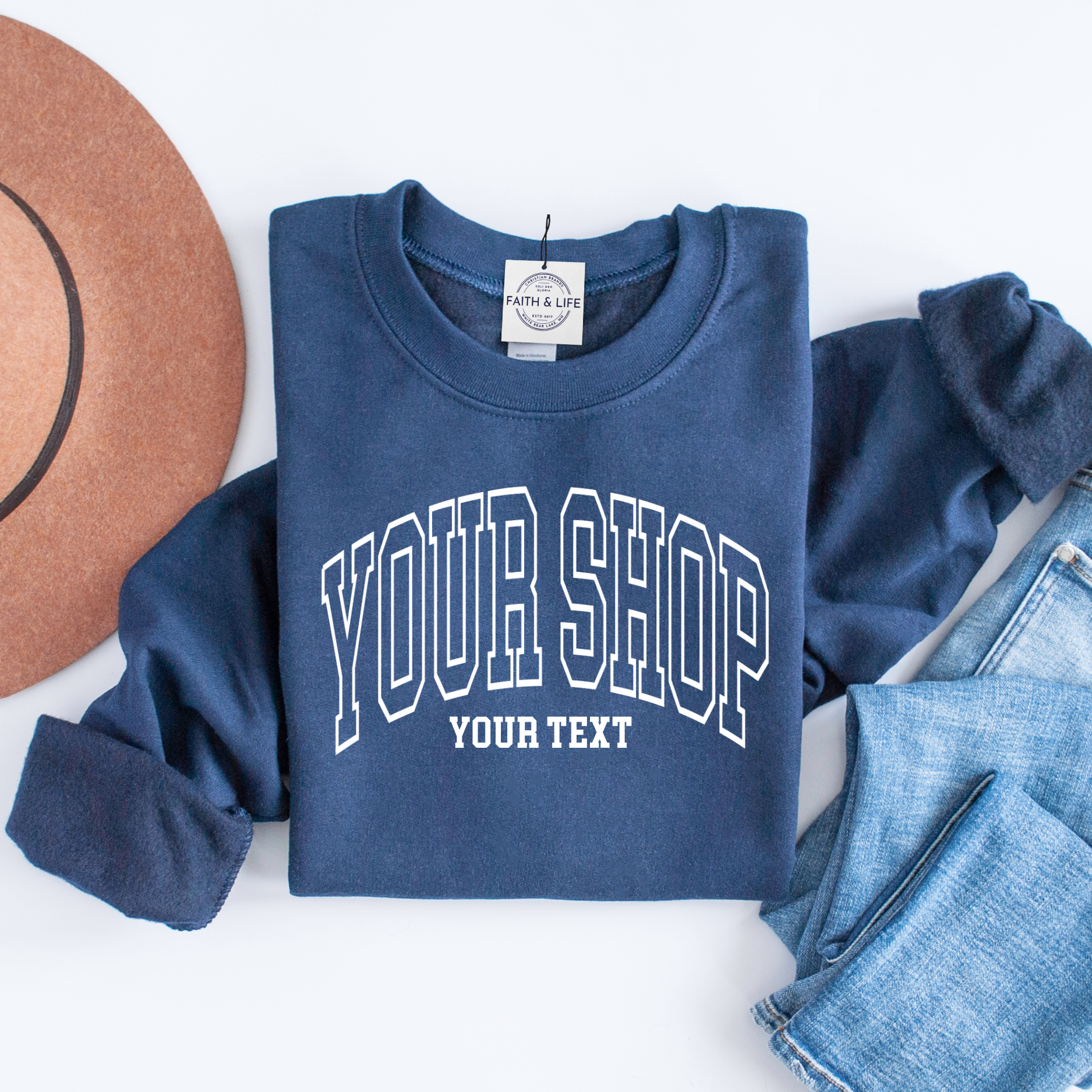 Custom City State or Text Personalized Crewneck Sweatshirt