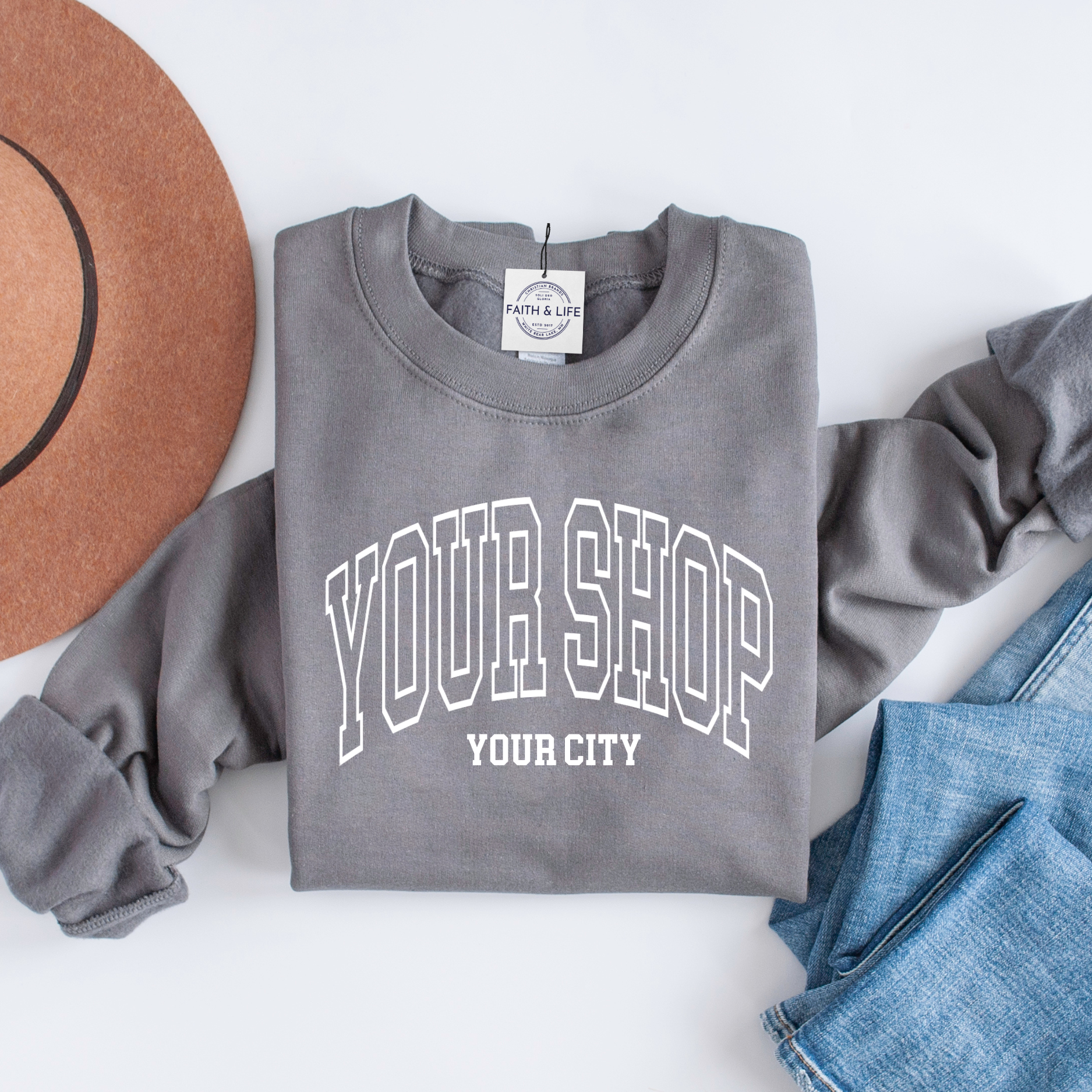 Custom City State or Text Personalized Crewneck Sweatshirt