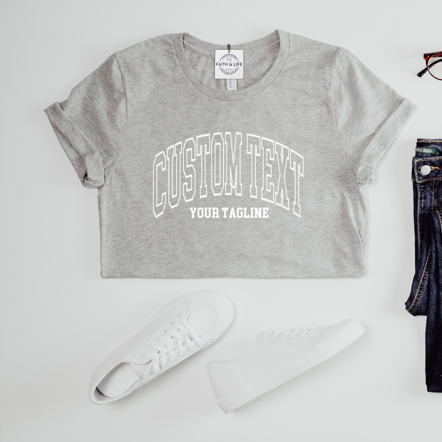 Custom City State or Text Personalized Shop Logo Tee Shirt