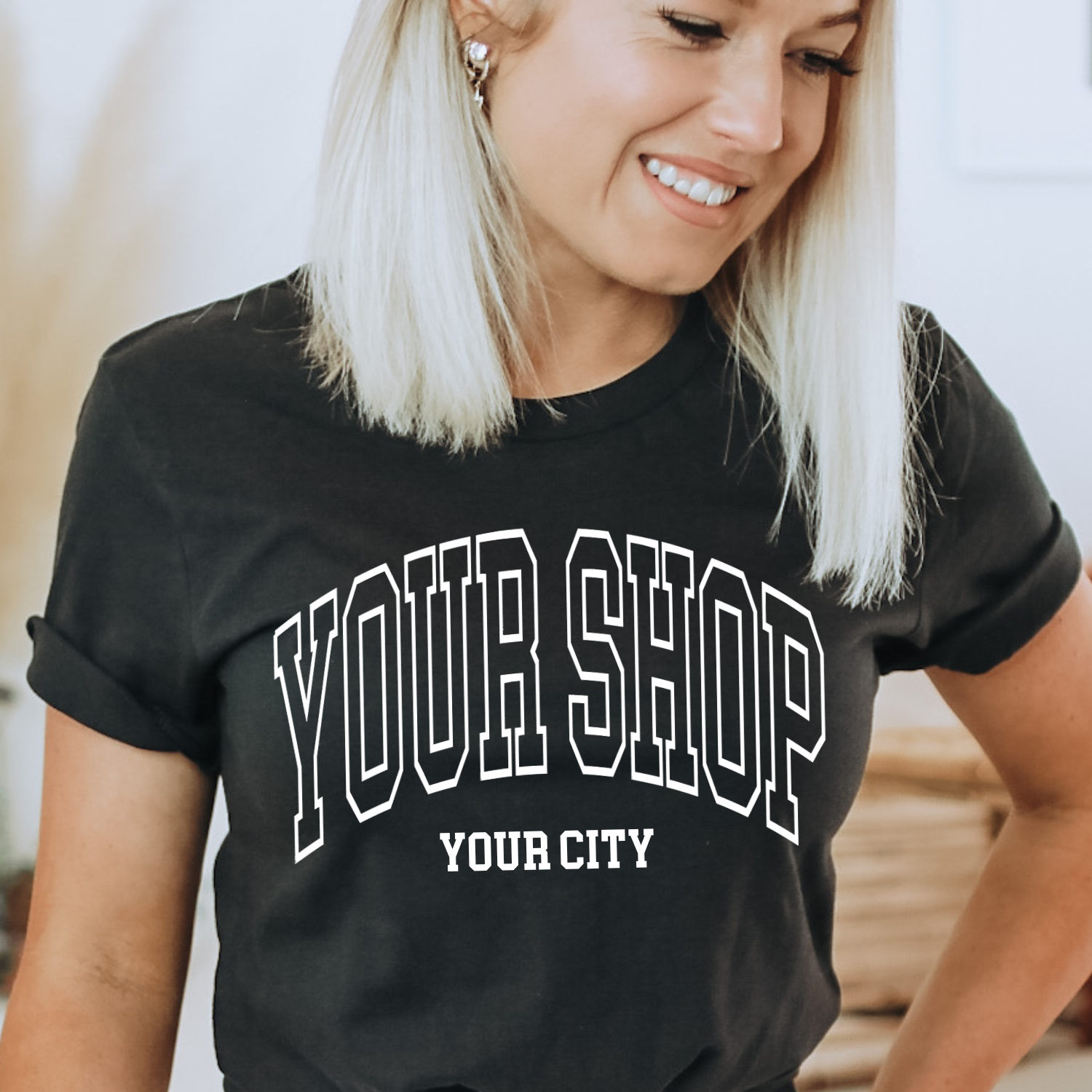 Custom City State or Text Personalized Shop Logo Tee Shirt