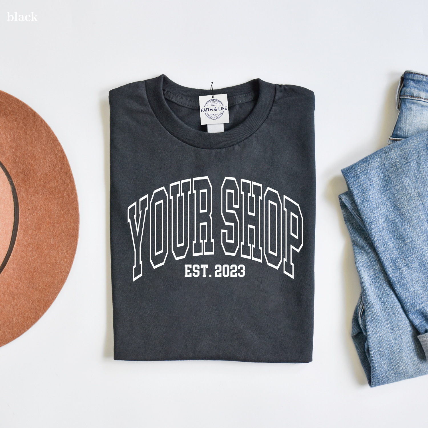 Custom City State or Text Personalized Shop Logo Tee Shirt