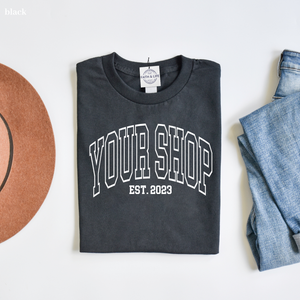 Custom City State or Text Personalized Shop Logo Tee Shirt