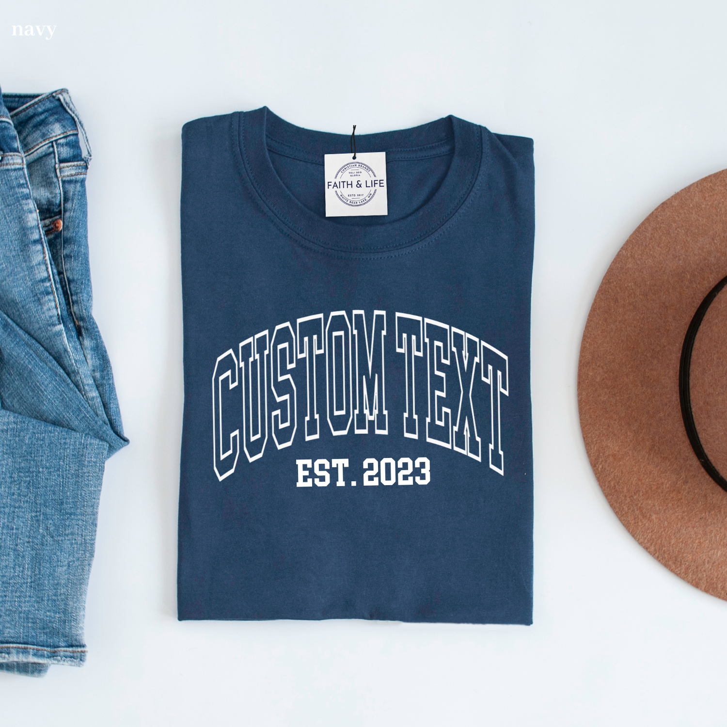 Custom City State or Text Personalized Shop Logo Tee Shirt
