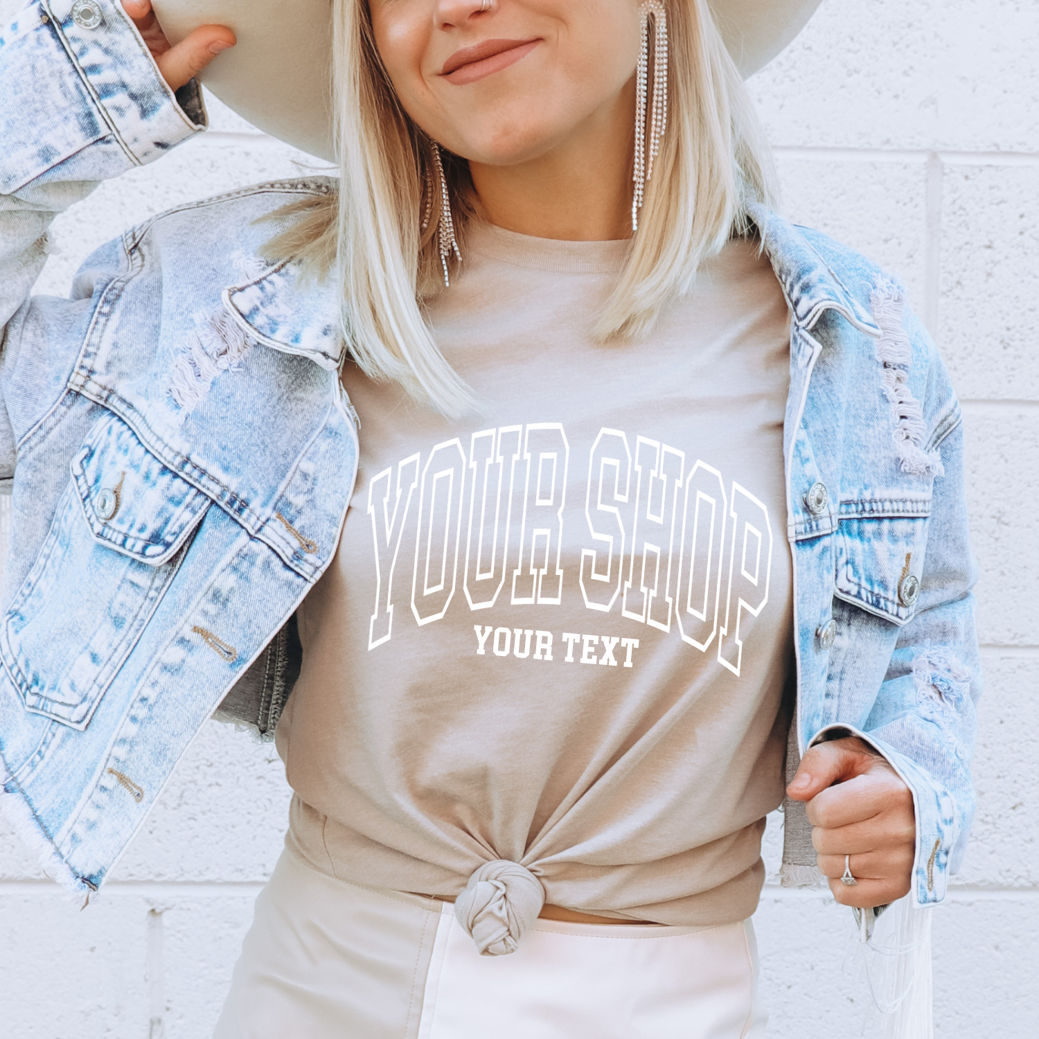 Custom City State or Text Personalized Shop Logo Tee Shirt