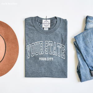 Custom City State or Text Personalized Shop Logo Tee Shirt