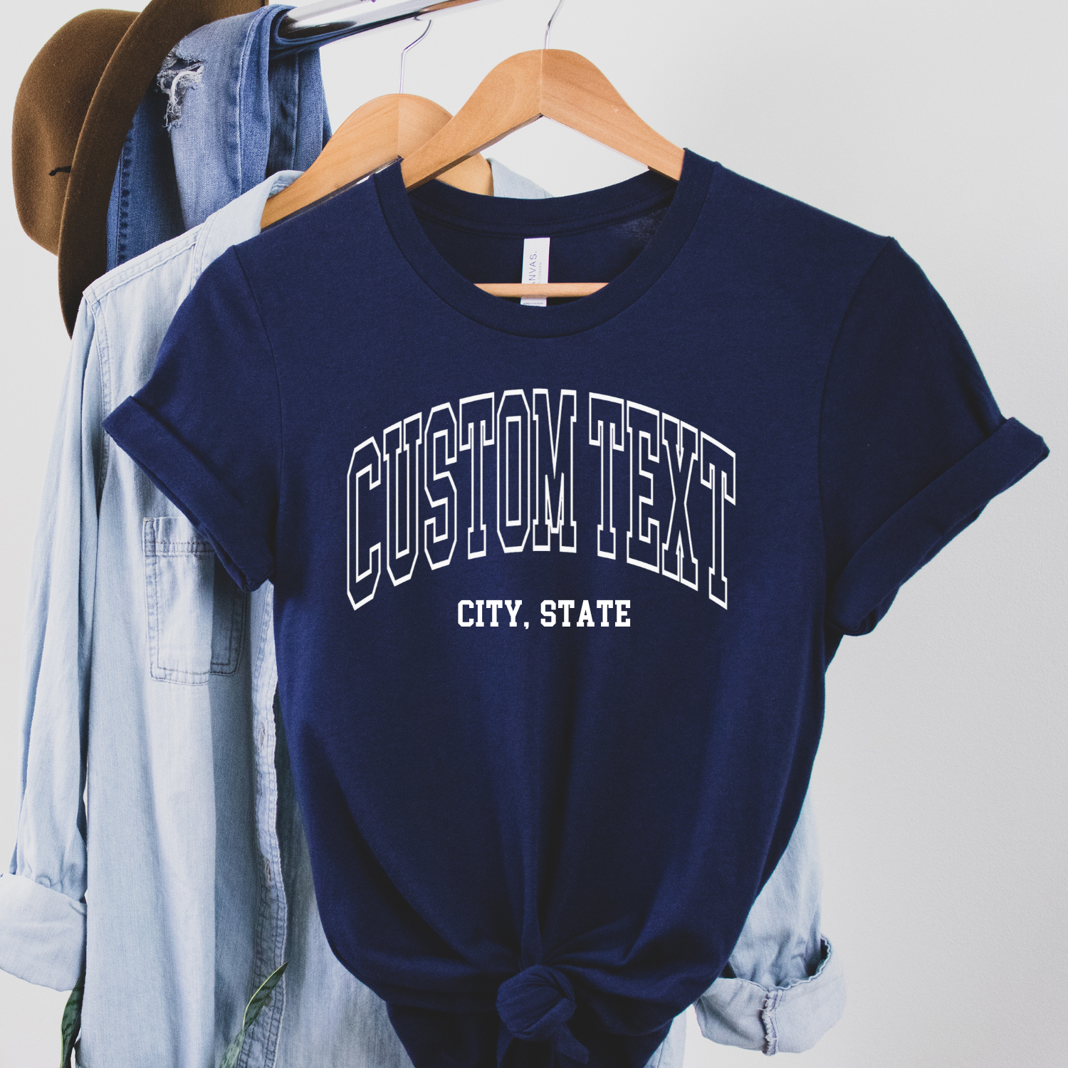 Custom City State or Text Personalized Shop Logo Tee Shirt