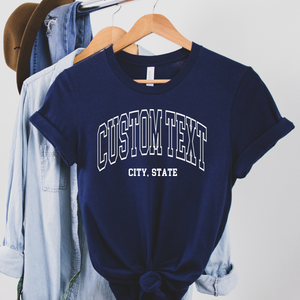 Custom City State or Text Personalized Shop Logo Tee Shirt