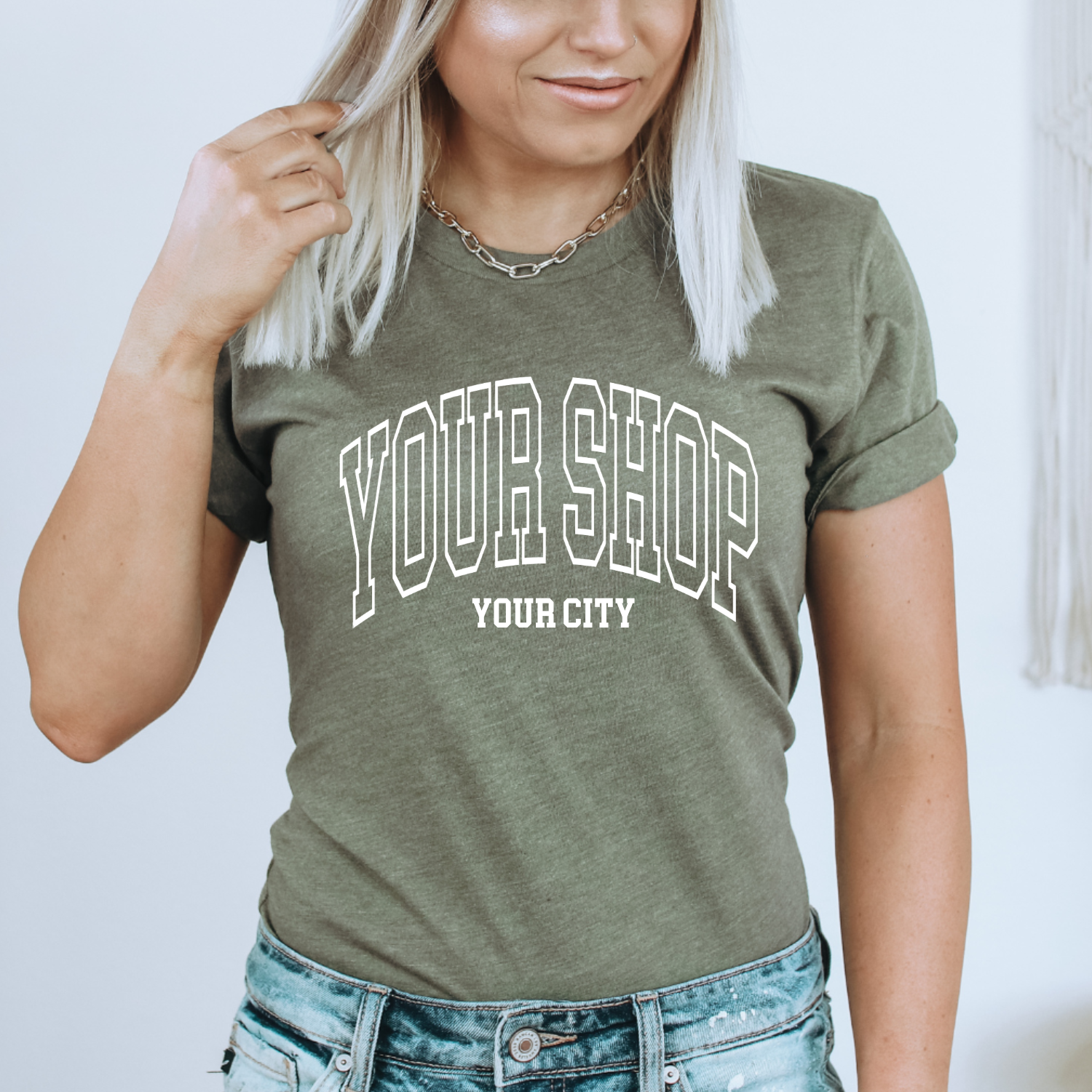 Custom City State or Text Personalized Shop Logo Tee Shirt